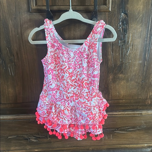 Nicole Miller Other - Pink Floral One Piece Swimsuit with Ruffled Hem